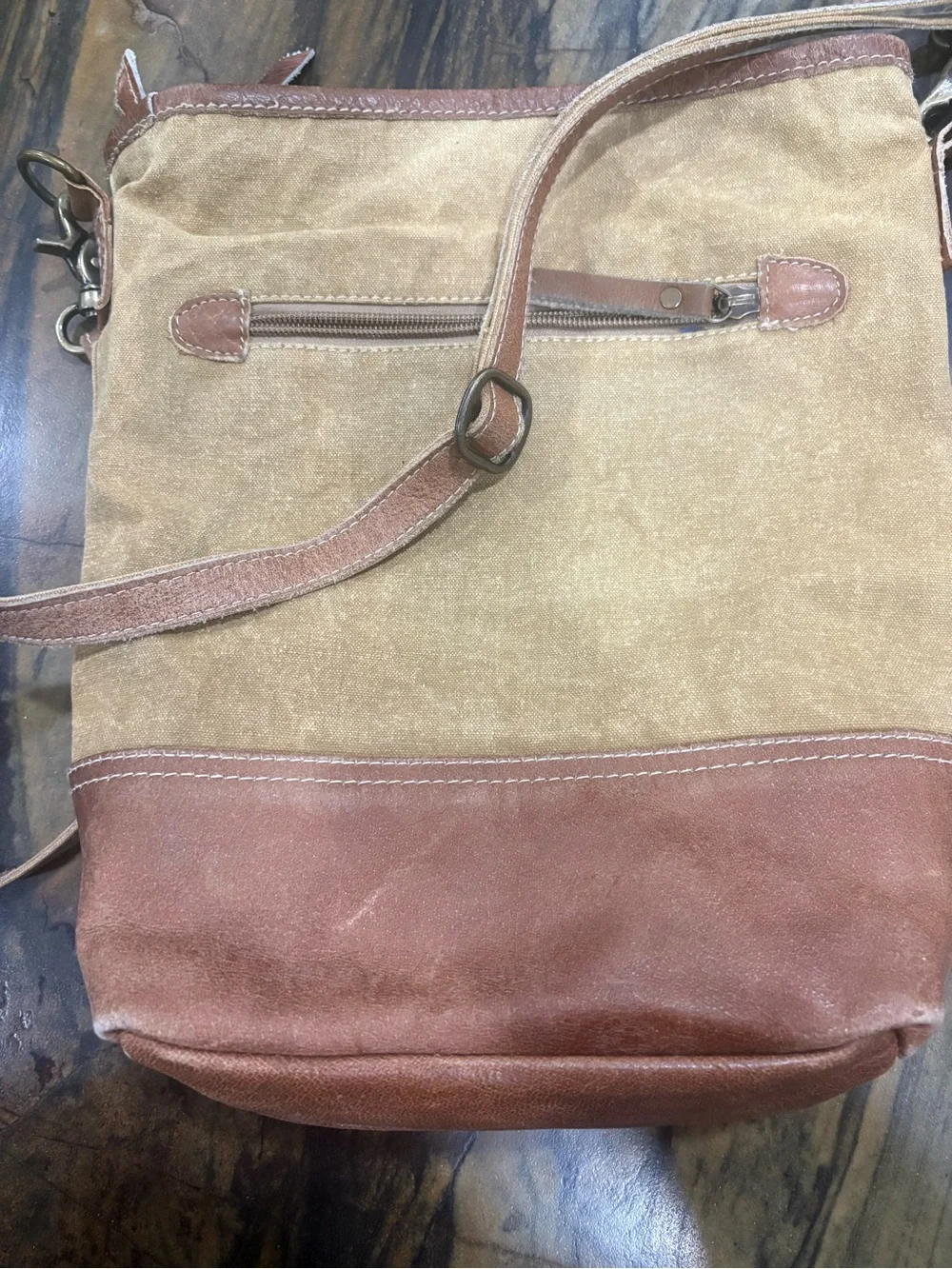 Peace & Patience crossbody bag /purse made from repurposed military canvas